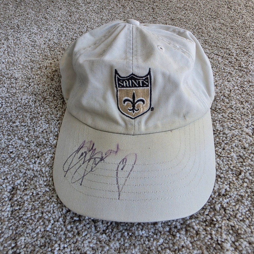 New Orleans Saints Hat Caps Mens OSFM Tan Cotton Autographed Dad Cap Vintage KC